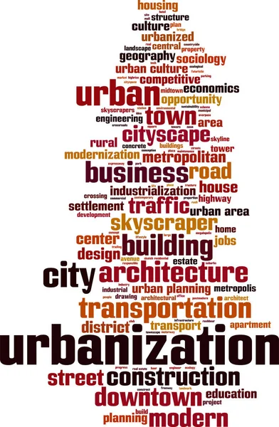 Urbanizzazione parola nube — Vettoriale Stock