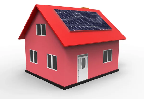 Haus mit Sonnenkollektor, 3D-Rendering — Stockfoto