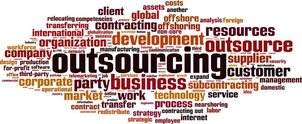 Nuvola di parole in outsourcing — Vettoriale Stock
