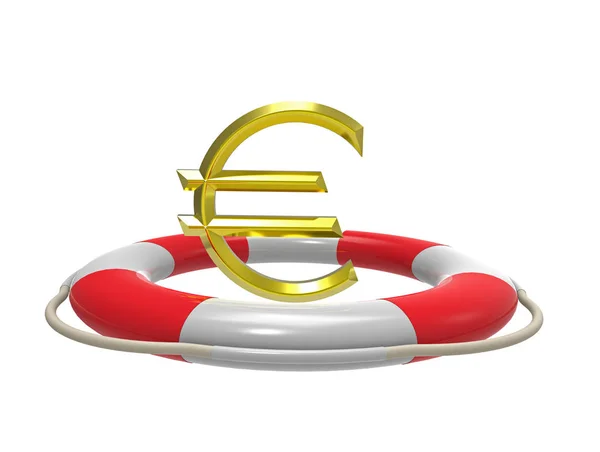 Euro mit Rettungsring, 3D-Rendering — Stockfoto