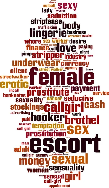 Vrouwelijke escort word cloud — Stockvector