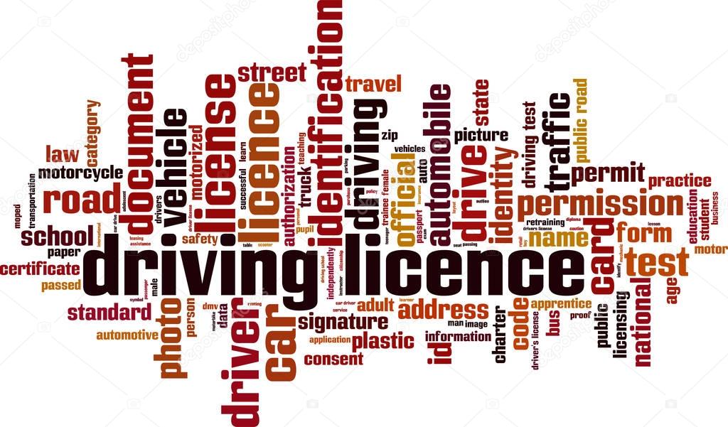 Driving license word cloud