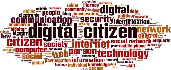 Nube de palabra ciudadana digital — Vector de stock