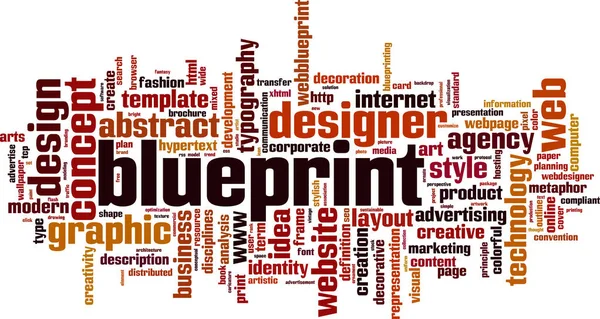 Blueprint nube de palabras — Vector de stock
