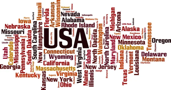 States in USA word cloud — Stock Vector