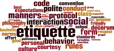 Etiquette word cloud clipart