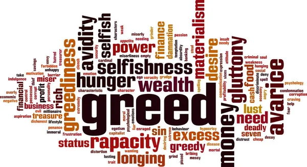 Greed word cloud — Stock Vector