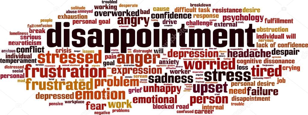 Disappointment word cloud concept. Vector illustration