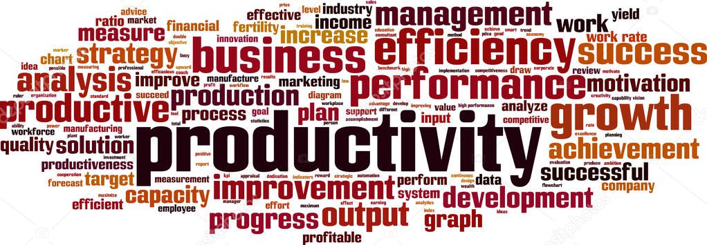 Productivity word cloud concept. Vector illustration