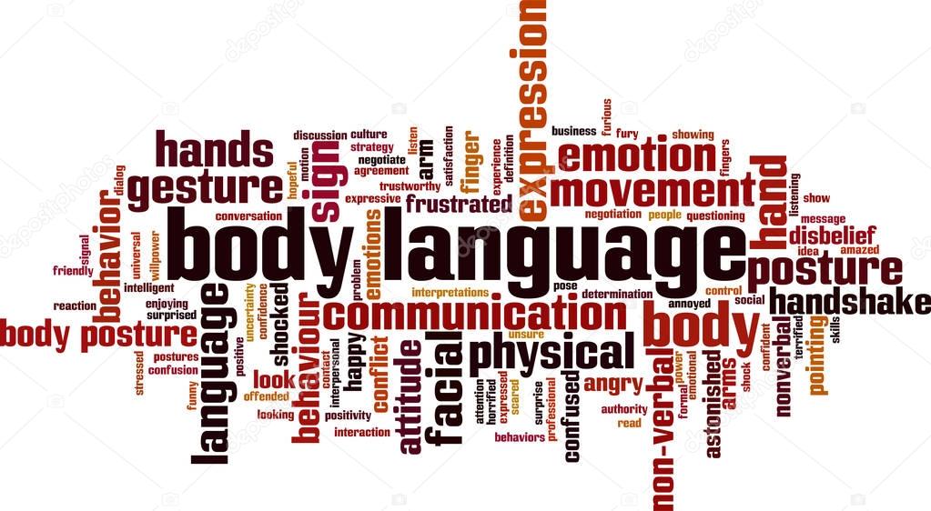 Body language word cloud concept. Vector illustration