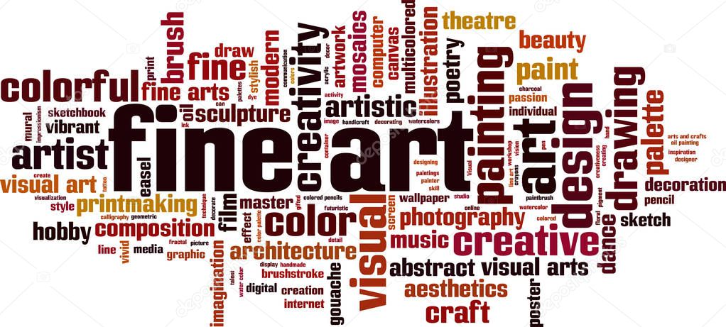 Fine art word cloud concept. Vector illustration