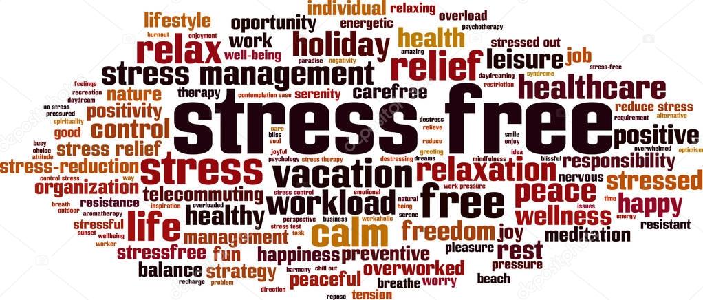 Stress free word cloud concept. Vector illustration