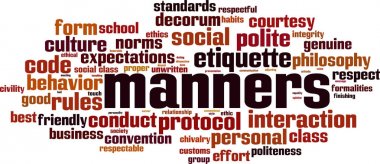 Manners word cloud concept. Vector illustration clipart