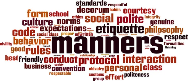 Manners Word Cloud Konceptet Vektorillustration — Stock vektor