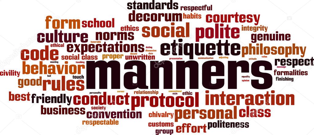 Manners word cloud concept. Vector illustration