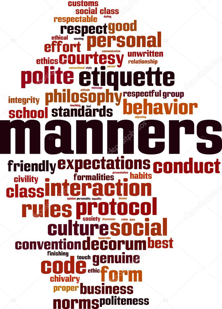 Manners word cloud concept. Vector illustration