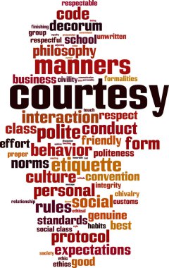 Nezaket kelime bulutu kavramı. Vektör çizim