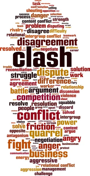 Clash Word Cloud Konceptet Vektorillustration — Stock vektor