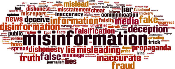 Misinformation word cloud concept. Vector illustration