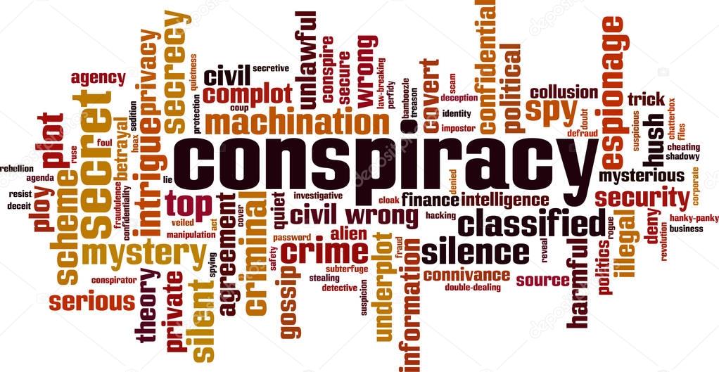 Conspiracy word cloud concept. Vector illustration