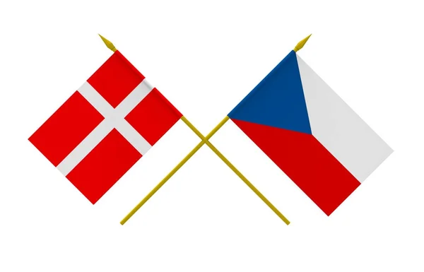 Bandeiras, Dinamarca e República Checa — Fotografia de Stock