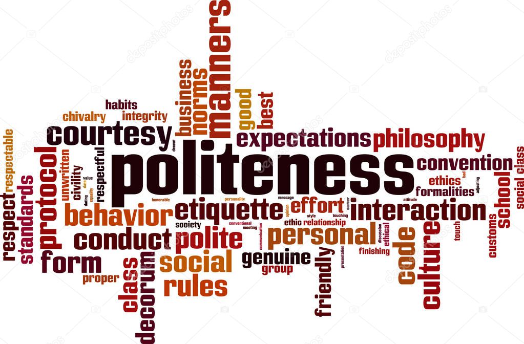 Politeness word cloud concept. Vector illustration