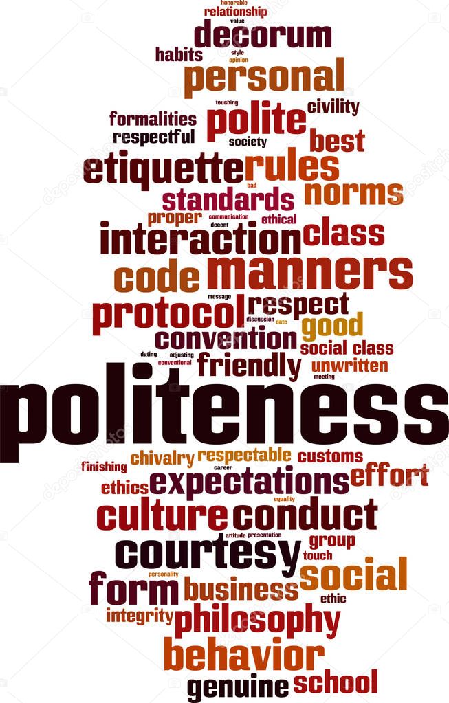 Politeness word cloud concept. Vector illustration