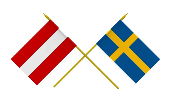Bandeiras, Áustria e Suécia — Fotografia de Stock