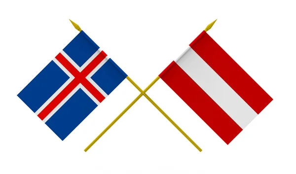 Banderas, Islandia y Austria — Foto de Stock