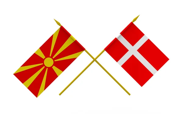 Flagi, Danii i Macedonii — Zdjęcie stockowe