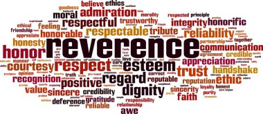Reverence word cloud concept. Vector illustration clipart