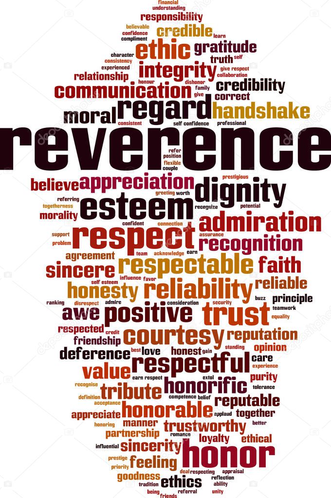 Reverence word cloud concept. Vector illustration