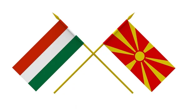 Bayraklar, Macaristan, Makedonya — Stok fotoğraf