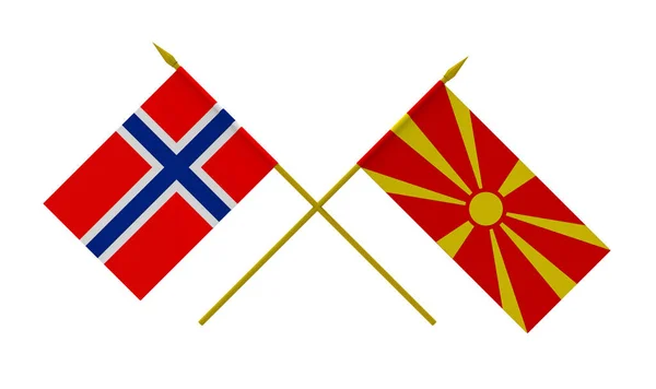 Bayraklar, Makedonya ve Norveç — Stok fotoğraf