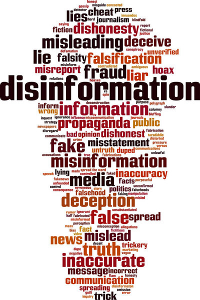 Disinformation word cloud concept. Vector illustration