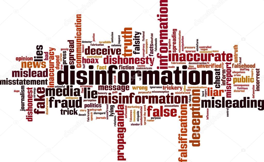 Disinformation word cloud concept. Vector illustration