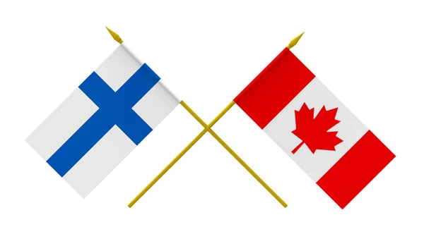 加拿大和芬兰国旗 白色隔离 — 图库照片