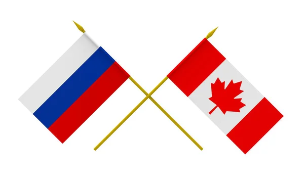 Bandiere Del Canada Della Russia Resa Isolate Bianco — Foto Stock
