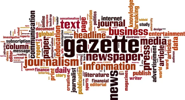 Gazette Word Cloud Concept Vector Illustration — Stock Vector