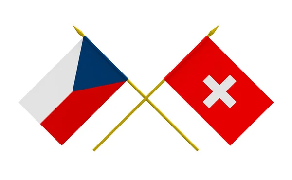 Drapeaux, République tchèque et Suisse — Photo