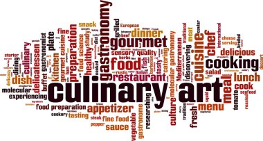 Yemek pişirme sanatı kelime bulutu kavramı. Vektör çizim