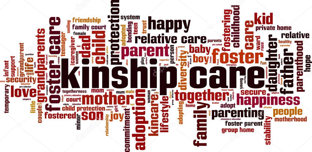 Kinship care word cloud concept. Vector illustration