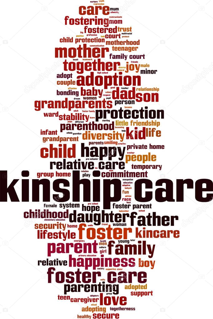 Kinship care word cloud concept. Vector illustration
