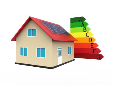 Enerji verimli house, 3d render