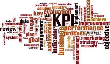 KPI kelime bulutu kavramı. Vektör çizim
