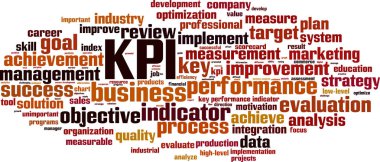 KPI kelime bulutu kavramı. Vektör çizim