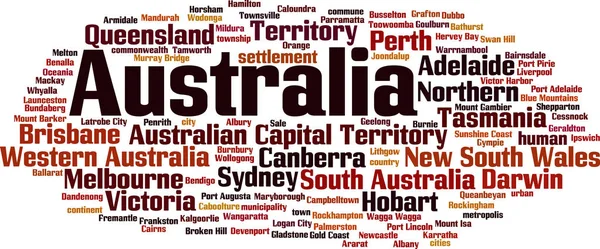 Cities Australia Word Cloud Concept Vector Illustration — Stock Vector