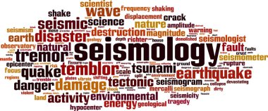 Seismology word cloud concept. Vector illustration clipart