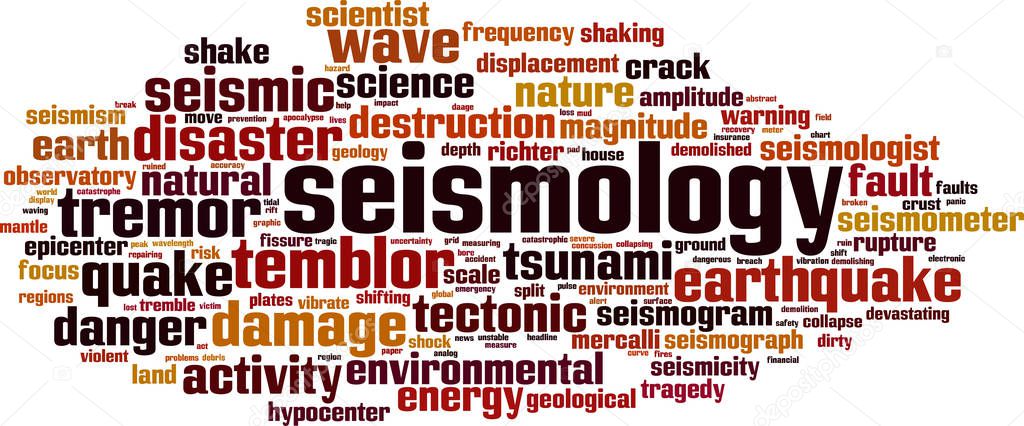 Seismology word cloud concept. Vector illustration