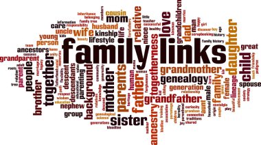 Family links word cloud concept. Vector illustration clipart